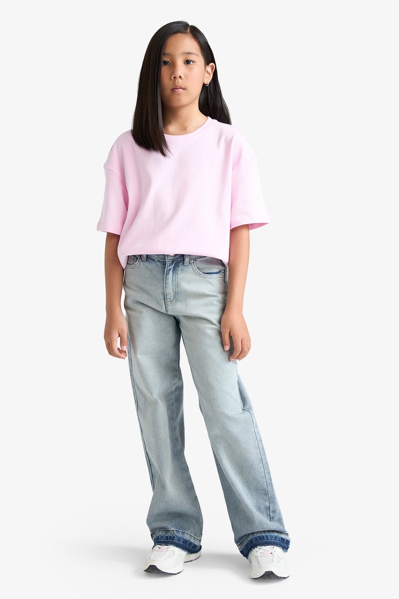 DeFacto Pink Girl Girl Oversize Short Sleeve T-Shirt Casual - Image 2