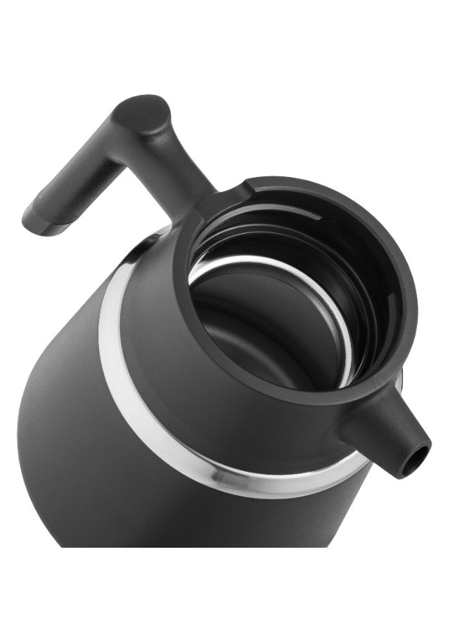 شاها ترمس شاي وقهوة حافظ للحرارة 1.3 لتر – ستانلس ستيل داخلي، تصميم أنيق أسود - Image 4