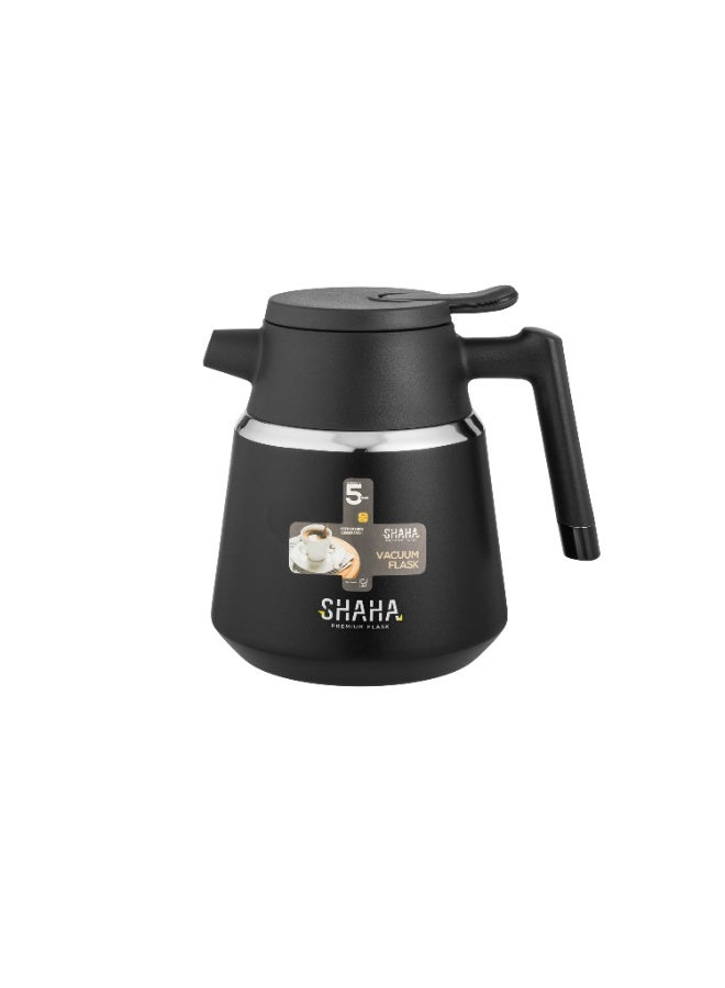 شاها ترمس شاي وقهوة حافظ للحرارة 1.3 لتر – ستانلس ستيل داخلي، تصميم أنيق أسود - Image 2