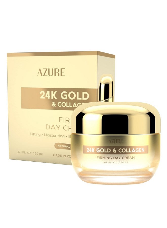 Azure Cosmetics Azure 24K Gold & Collagen Firming Day Cream Moisturizing Illuminating & Lifting Reduces Wrinkles & Fine Lines Anti Aging & Toning Made In Korea 50Ml - Image 1
