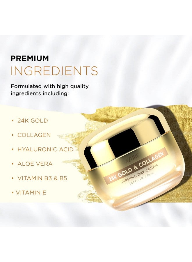 Azure Cosmetics Azure 24K Gold & Collagen Firming Day Cream Moisturizing Illuminating & Lifting Reduces Wrinkles & Fine Lines Anti Aging & Toning Made In Korea 50Ml - Image 2