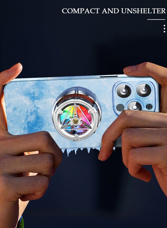 DUNISO مروحة تبريد الهاتف ذات شريحة تبريد مغناطيسية شبه موصلة مع لوحات مغناطيسية وشاشة LED ومصابيح RGB ونظام تبريد فوري، ومبرد الهاتف المحمول للألعاب المحمولة TikTok Live Strea - Image 3