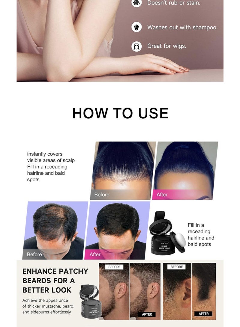VERONNI Hairbear Hair Filler,Hairline Shadow Powder,Hairline Powder Instantly Conceals,Instant Volume&scalp Coverage for Thinning Hair,Fast & Full Care, 100% Water Sweat Resistant ( Black) - Image 4