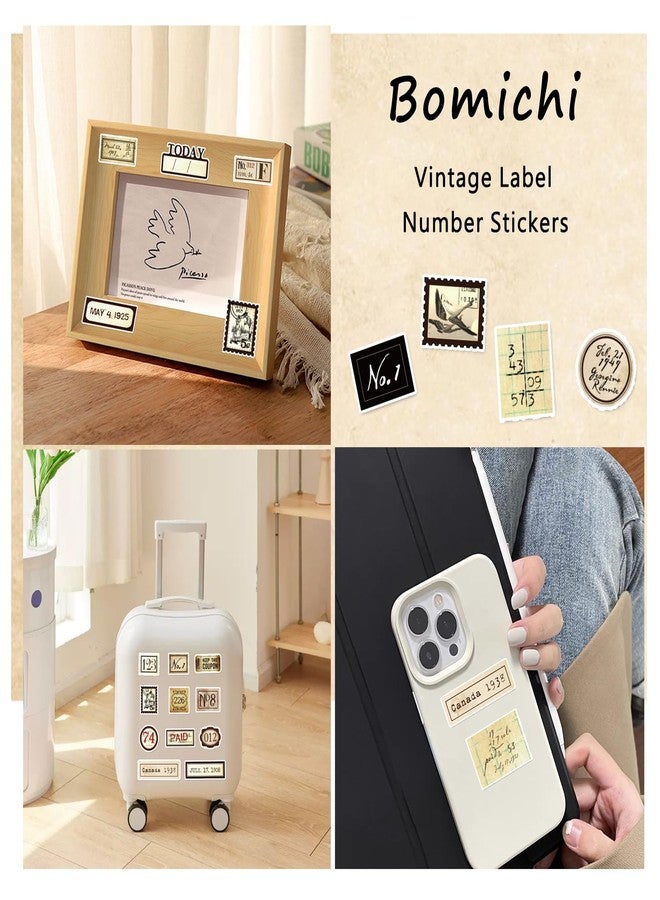Bomichi 95 Pcs Vintage Label Number Stickers, Retro Tag Aesthetic Stickers for Scrapbooking Junk Journal Bullet Journal Collage Diary DIY Crafts - Image 4