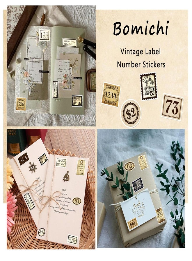 Bomichi 95 Pcs Vintage Label Number Stickers, Retro Tag Aesthetic Stickers for Scrapbooking Junk Journal Bullet Journal Collage Diary DIY Crafts - Image 3