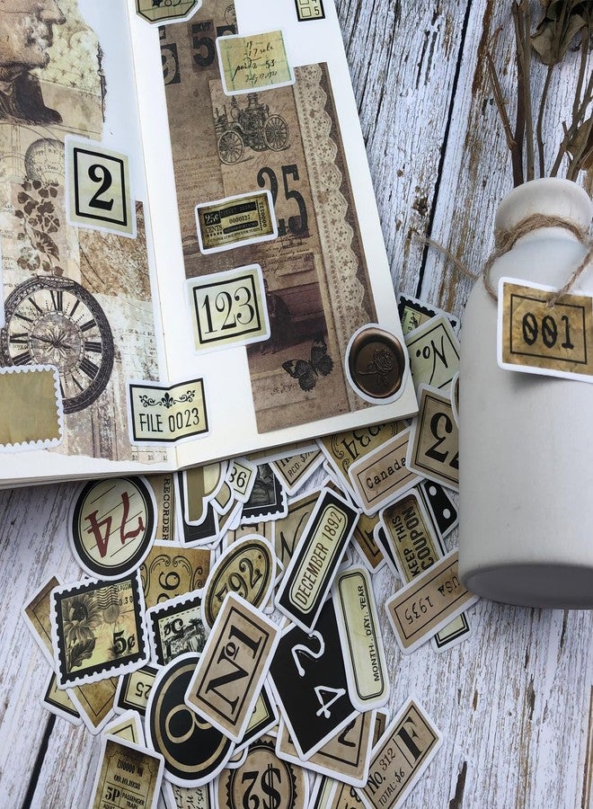 Bomichi 95 Pcs Vintage Label Number Stickers, Retro Tag Aesthetic Stickers for Scrapbooking Junk Journal Bullet Journal Collage Diary DIY Crafts - Image 5