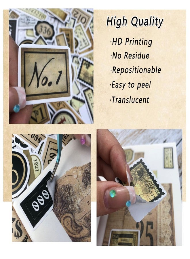 Bomichi 95 Pcs Vintage Label Number Stickers, Retro Tag Aesthetic Stickers for Scrapbooking Junk Journal Bullet Journal Collage Diary DIY Crafts - Image 2