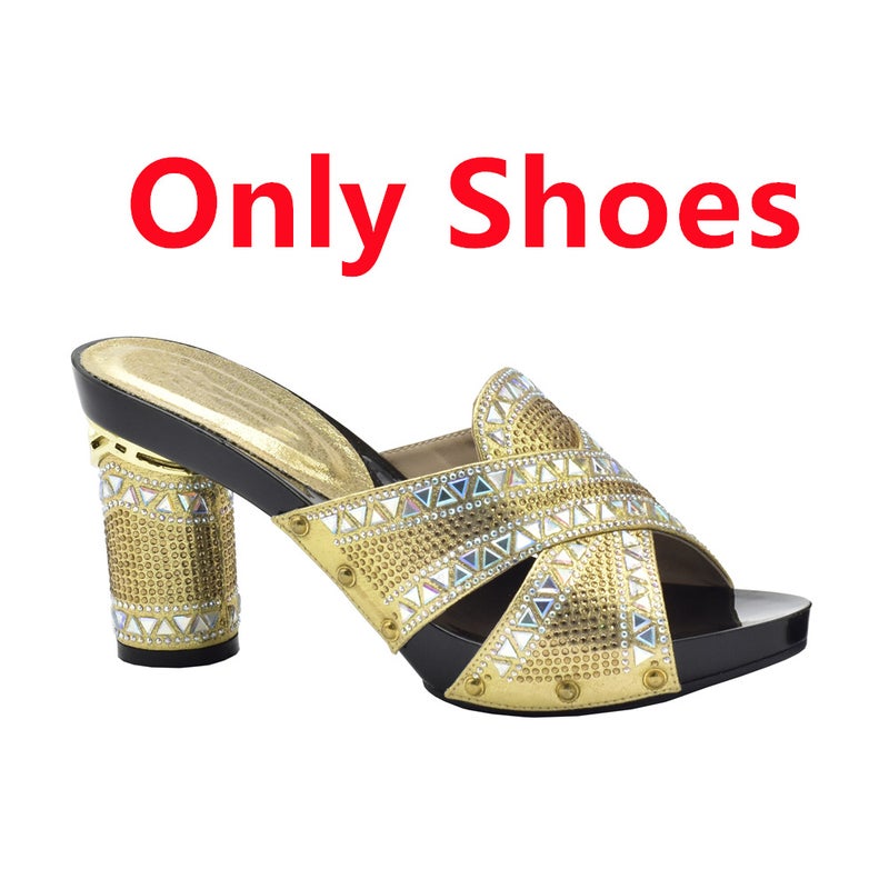 Evening With Diamond Shoe Bag Hollow High Heel Round Toe Sandals With Hand Bag Fashion Dinner Suit - Image 1