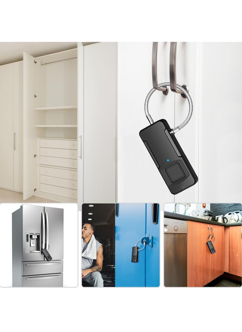 Biometric Fingerprint Cable Lock, Advanced Keyless Waterproof Padlock with Quick Unlock, Ideal for Gym, Doors, Luggage, Suitcases, Backpacks, Office - Supports 10 Fingerprints, Type-C Charging  - Image 5