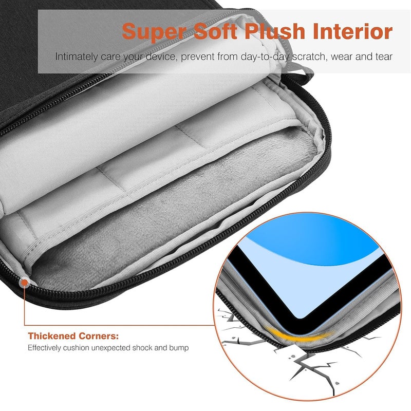 Dadanism 9-11 Inch Tablet Sleeve Bag Carrying Case with Shoulder Strap for iPad (A16) 11", iPad 10th Gen 10.9", iPad Air M4/Pro M5 11", iPad 9/8/7th 10.2", Galaxy Tab A11+ Plus 11",Black & Grey - Image 5