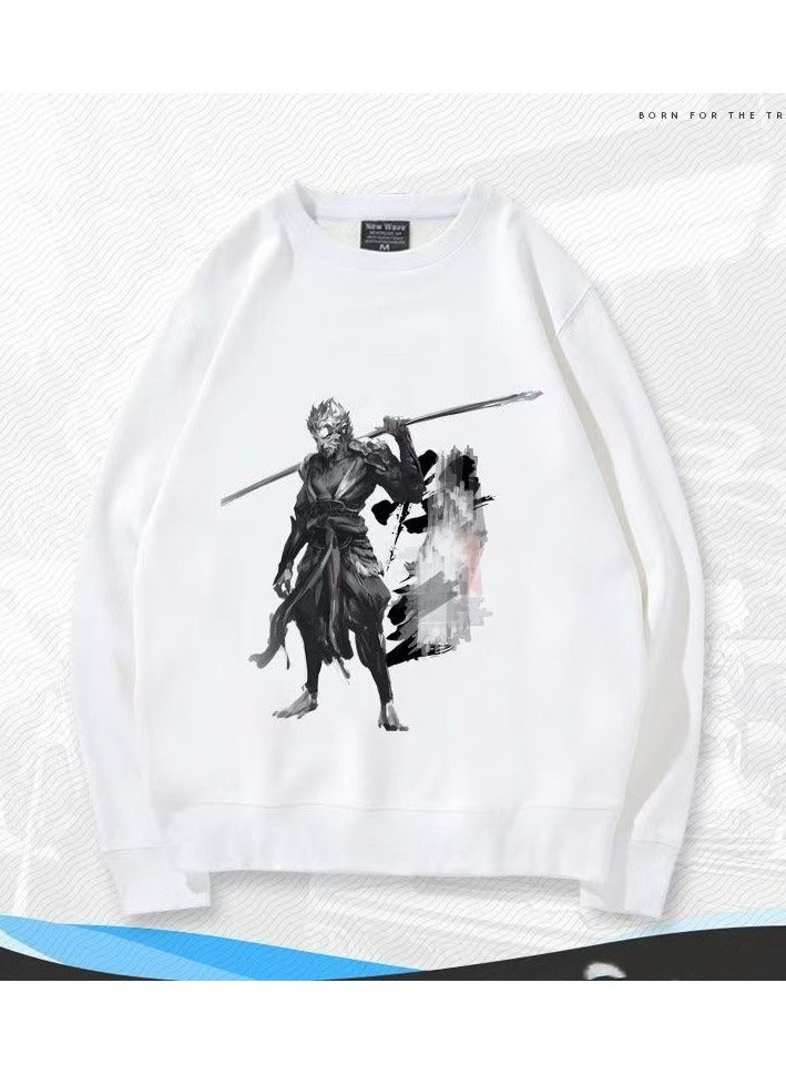 MQD Black Mythical Loose Round Neck Hoodie 