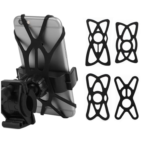 SOPINEKO 4 PCS Motorcycle Web Grip Silicone Cell Phone Holder Band Security Rubber Band Mount Tether Elastic for Smart Phone Cradle Bracket on Bicycle Motorcycle - Image 1
