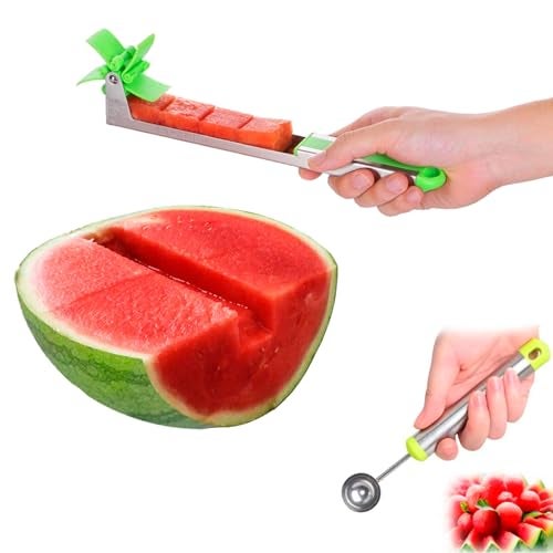 YIDADA Watermelon Slicer Cutter - Stainless Steel Knife Corer Fruit Vegetable Tools Kitchen Gadgets with Melon Baller Scoop Extra - Image 1