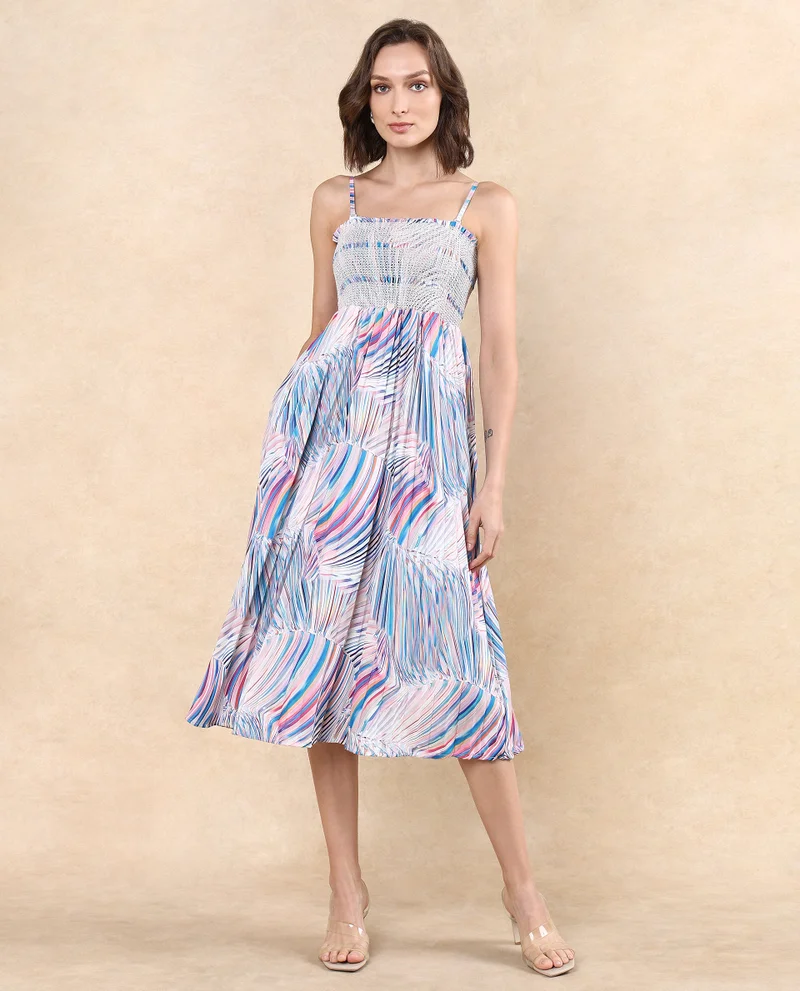 Rareism Women's Printed Fit And Flare Dress