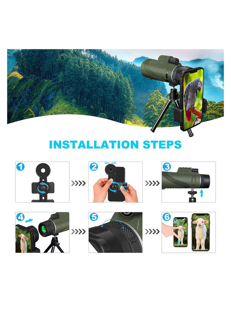 COOLBABY 50X60 Monocular Telescope High Powered Monocular for Adults with BAK4 Prism & FMC Lens for Stargazing Hunting Wildlife Bird Watching Travel...