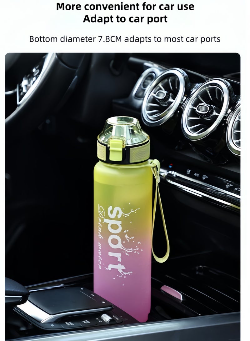 nihao New Sports Water Bottle, Tumbler,Soft Spout, Frosted, Gradient Water Cup Sports Cup Letter Straw Cup Large Capacity Tote Cup Fitness Plastic Cup Water Bottle, Yellow and Pink-1000ML  - Image 4