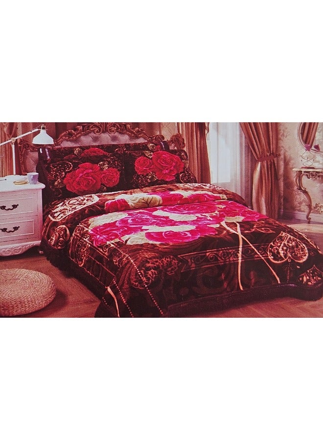 ام اس طقم بطانية شتوية ثقيلة 5 قطع بمقاس 220X240 مع غطاء مرتبة مقاس 260X230 سم و 2  أغطية مخدات مقاس 55X75 سم وغطاء للطقم كامل مقاس 43X140 سم ، بطانية بطبقة مزدوجة فائقة النعومة مصنوعة من مواد عالية الجودة صناعة كورية ممتازة( وزن الطقم كامل 11.5 كجم ) - Image 1