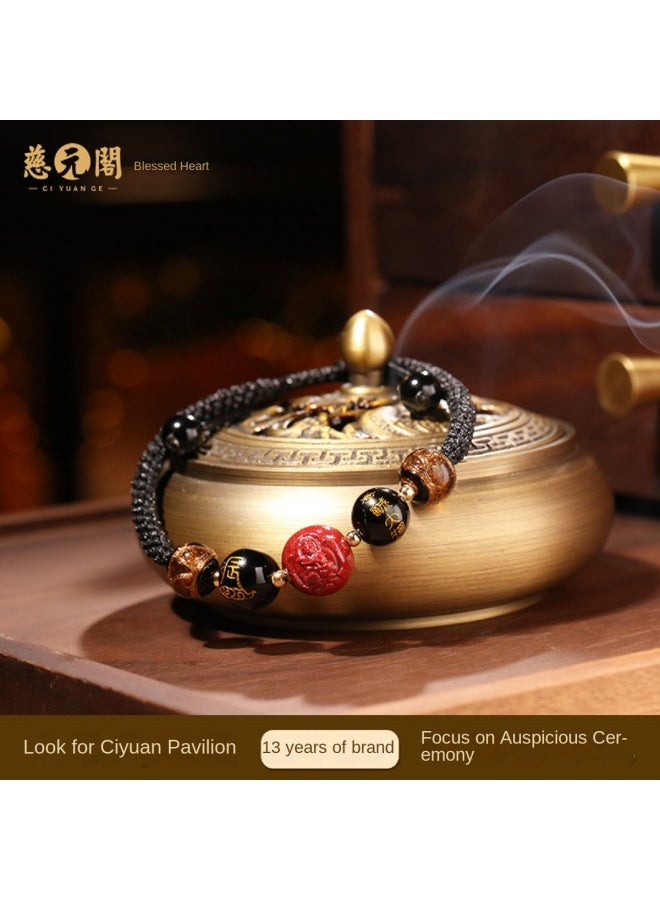 فور سوار الخرز الزجاجي لأربعة جبال شهيرة من الأبراج الصينية بخيط أحمر، سوار هدايا للزوجين للجنسين - Image 2