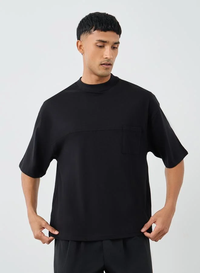 Styli Styli Men Black Heavy Jersey Boxy T-Shirt with Pocket