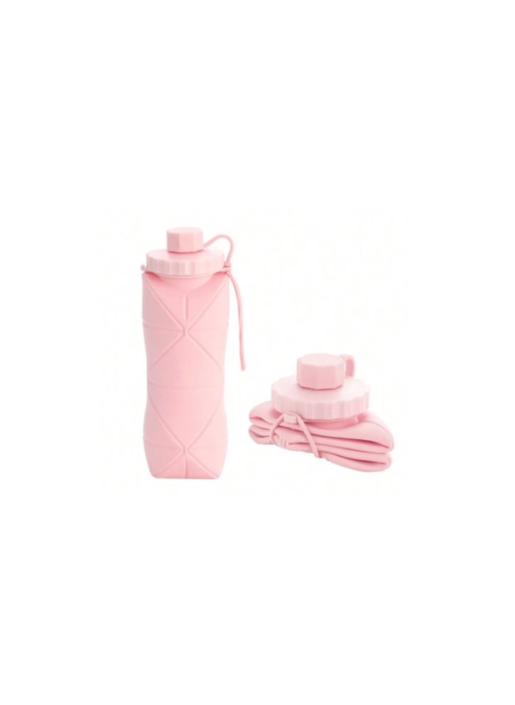 COMFET COMFET Collapsible Water Bottles, Anti-Leak Valve Reusable BPA-Free ,Silicone Foldable Travel Water Bottle Cup for Gym Camping Hiking Travel Sports Lightweight Durable.600 ml (PINK)  - Image 1