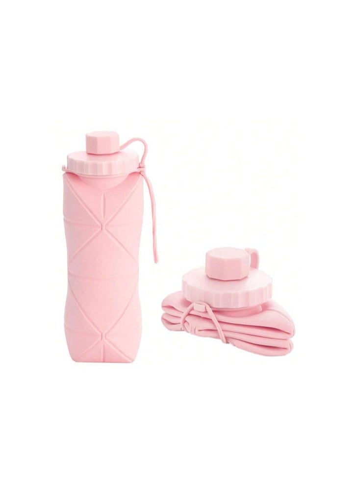 COMFET COMFET Collapsible Water Bottles, Anti-Leak Valve Reusable BPA-Free ,Silicone Foldable Travel Water Bottle Cup for Gym Camping Hiking Travel Sports Lightweight Durable.600 ml (PINK)  - Image 4