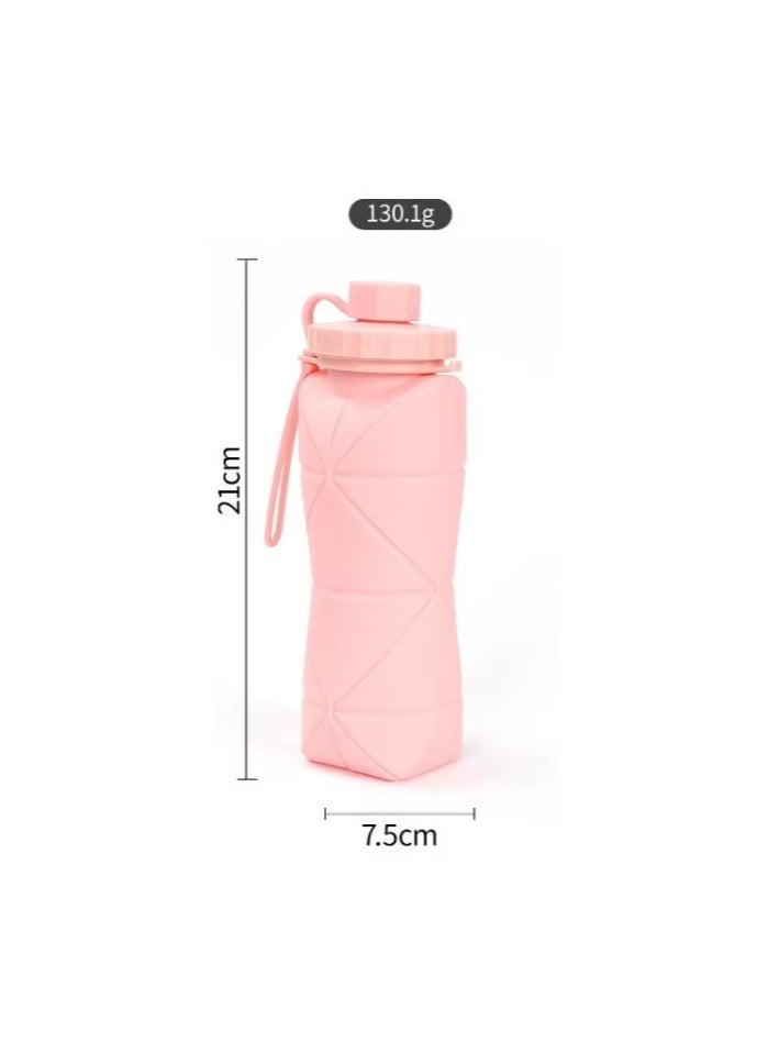 COMFET COMFET Collapsible Water Bottles, Anti-Leak Valve Reusable BPA-Free ,Silicone Foldable Travel Water Bottle Cup for Gym Camping Hiking Travel Sports Lightweight Durable.600 ml (PINK)  - Image 2