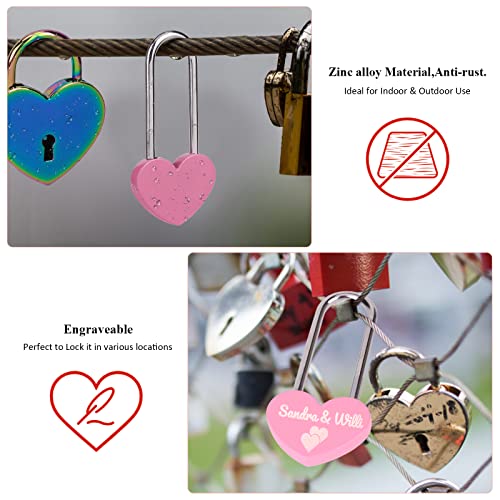VeYocilk 3.5" 50mm Love Lock Heart Padlock, Pink Single Heart Keyless Wish Lock for Lovers Wedding, Valentines, Anniversary, Travel, Valentines Day(NO Key) - Image 5