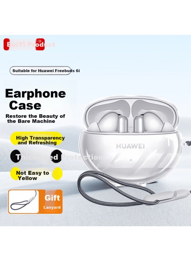 Beiyipin Earphone Case Compatible With Huawei Freebuds 6i, Protective Cover For Wireless Bluetooth Earphones, Storage Box, Shockproof, Anti-drop, Dustproof Case, Transparent Soft Shell