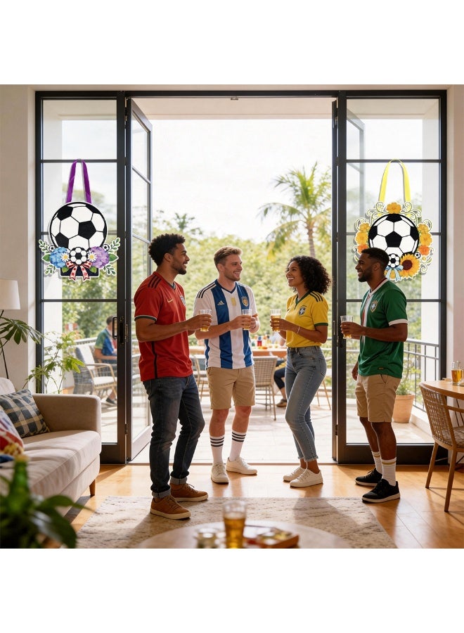 2026 World Cup Soccer & Sunflower Wooden Hanging Decor, Party Door Sign for Fans - Image 4