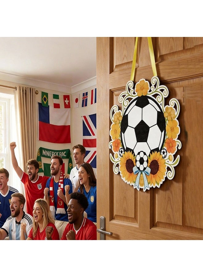 2026 World Cup Soccer & Sunflower Wooden Hanging Decor, Party Door Sign for Fans - Image 5