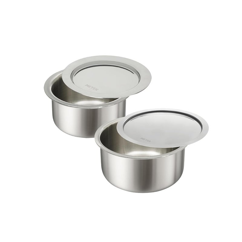 MEYER وعاء ثلاثي من الفولاذ المقاوم للصدأ مع غطاء SS 304 | 20/22 سم 3.1/3.95 لتر | ضمان 10 سنوات | فضي - Image 1