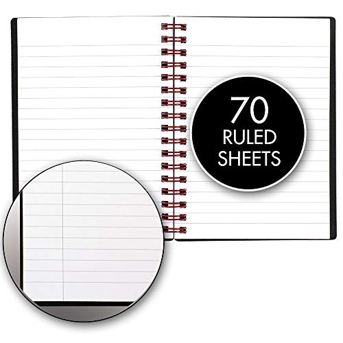 Black n' Red Twin Wire Poly Cover Notebook, 3-5/8" x 5-7/8" Sheet Size, Black/Red, 70 Ruled Sheets, Sold as 5 Pack (F67010) - Image 3