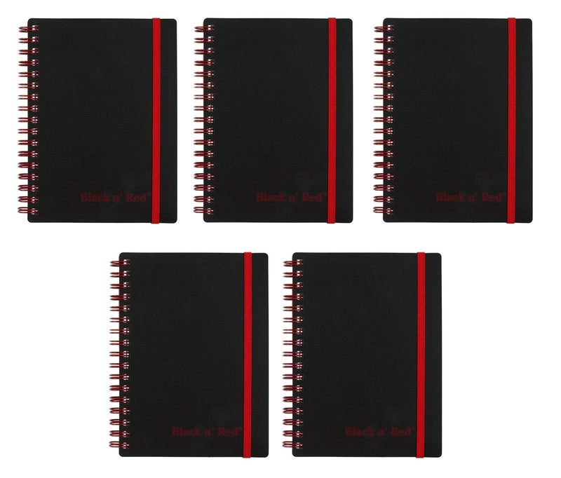 Black n' Red Twin Wire Poly Cover Notebook, 3-5/8" x 5-7/8" Sheet Size, Black/Red, 70 Ruled Sheets, Sold as 5 Pack (F67010) - Image 1