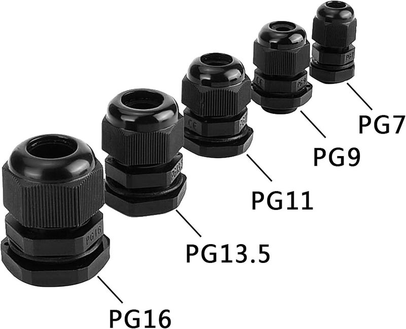 eBoot eBoot Plastic Waterproof Adjustable 3513mm Cable Glands Joints PG7 PG9 PG11 PG135 PG16 Pack of 20  - Image 2