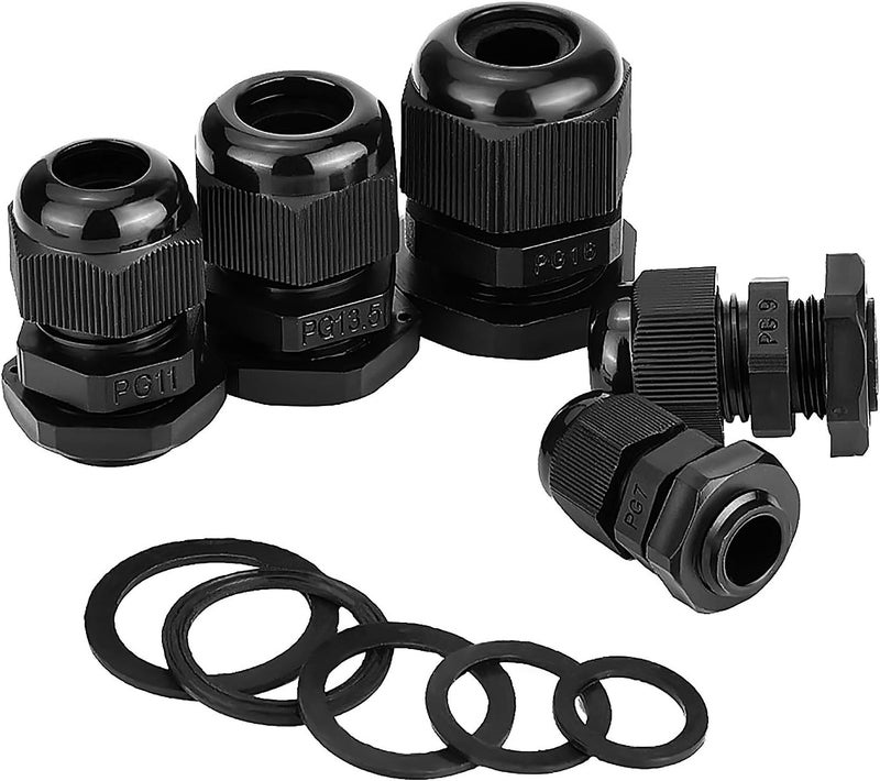 eBoot eBoot Plastic Waterproof Adjustable 3513mm Cable Glands Joints PG7 PG9 PG11 PG135 PG16 Pack of 20  - Image 3