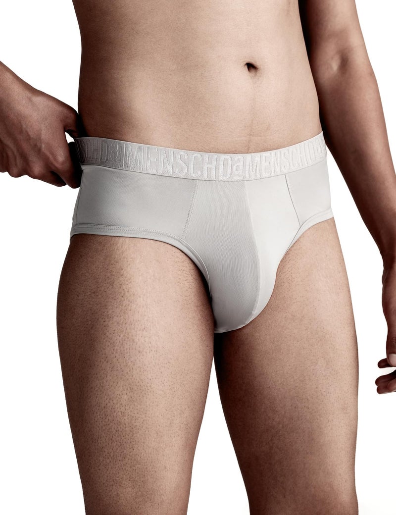 DAMENSCH Unreal Brief for Men, Microfiber Spandex Underwear for Men, Ultra-Lightweight, Soft No-Curl Waistband Mens Brief, Anti-Static Mens Briefs, Mid-Rise Underwear for Man-Silver Grey-M - Image 1