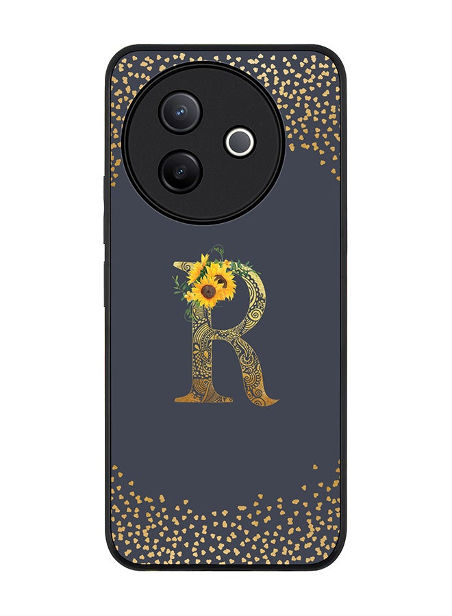 Stylizedd For Vivo Y39 5G / vivo Y300i 5G Case,Slim fit Camera Protection, Shockproof Thin Phone cover  - Custom Floral Monogram - R  (Grey ) - Image 1