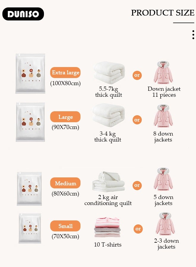 DUNISO 4 PCS Water Proof Vacuum Storage Bag with Electric Pump, Reusable Travel Vacuum Sealer Bags, Compression Airtight Sealer Bags with Seal Special-Grip Clip, Space Saver Compression Bags for Clothes, Mattress, Blanket, Duvets, Pillows, Comforters, Quilt  - Image 2
