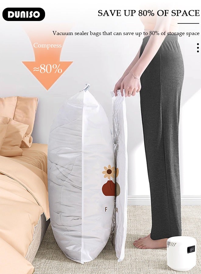 DUNISO 4 PCS Water Proof Vacuum Storage Bag with Electric Pump, Reusable Travel Vacuum Sealer Bags, Compression Airtight Sealer Bags with Seal Special-Grip Clip, Space Saver Compression Bags for Clothes, Mattress, Blanket, Duvets, Pillows, Comforters, Quilt  - Image 4