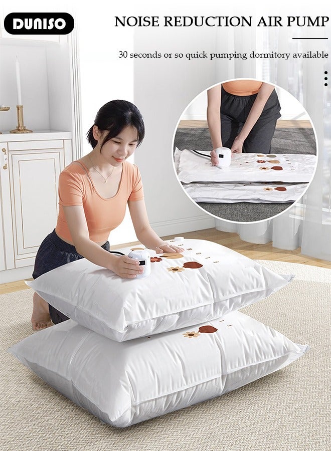 DUNISO 4 PCS Water Proof Vacuum Storage Bag with Electric Pump, Reusable Travel Vacuum Sealer Bags, Compression Airtight Sealer Bags with Seal Special-Grip Clip, Space Saver Compression Bags for Clothes, Mattress, Blanket, Duvets, Pillows, Comforters, Quilt  - Image 5