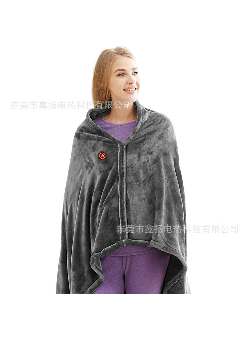 Generic Versatile Coral Fleece Heated Shawl 3-Mode USB Warm Blanket Gray Green 