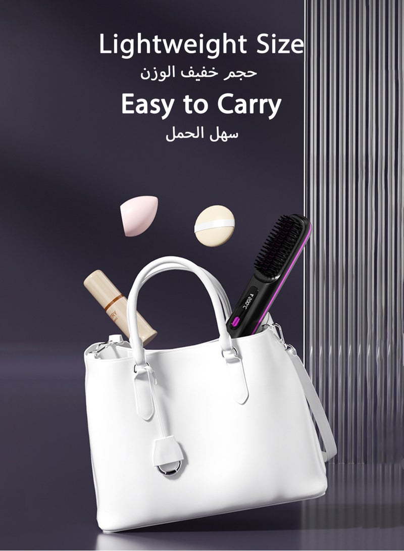بيوينتي فرشاة فرد الشعر الكهربائية، مشط فرد الشعر الأيوني السيراميكي المحمول، شاشة LED، تسخين سريع، 3 إعدادات لدرجة الحرارة وجهاز تدليك الرأس المضاد للحروق لجميع أنواع الشعر، أسود - Image 4