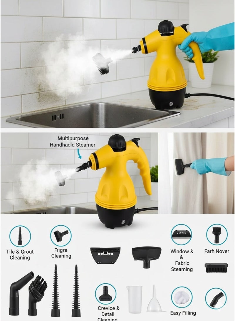 ZEESQUARE Handheld Steam Cleaner 1000W – High Temperature Electric Portable Steam Cleaner with Anti-Scald Ergonomic Handle and Kitchen Funnel - Image 2