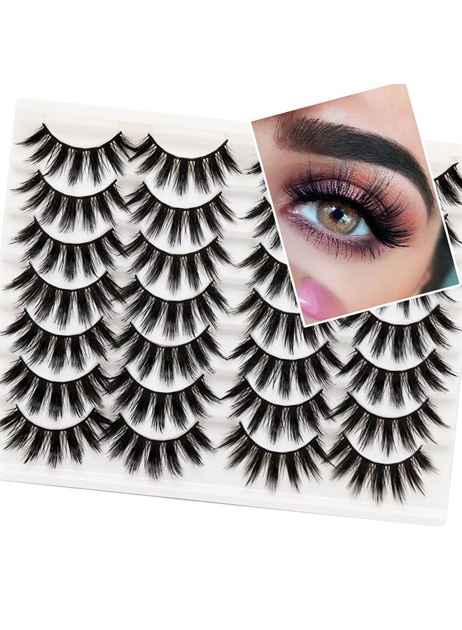 Losha Eyelashes Natural Look Faux Mink Lashes Pack Handmade Fluffy False Eyelashes 14 Pairs Eye Lashes (F69) - Image 1