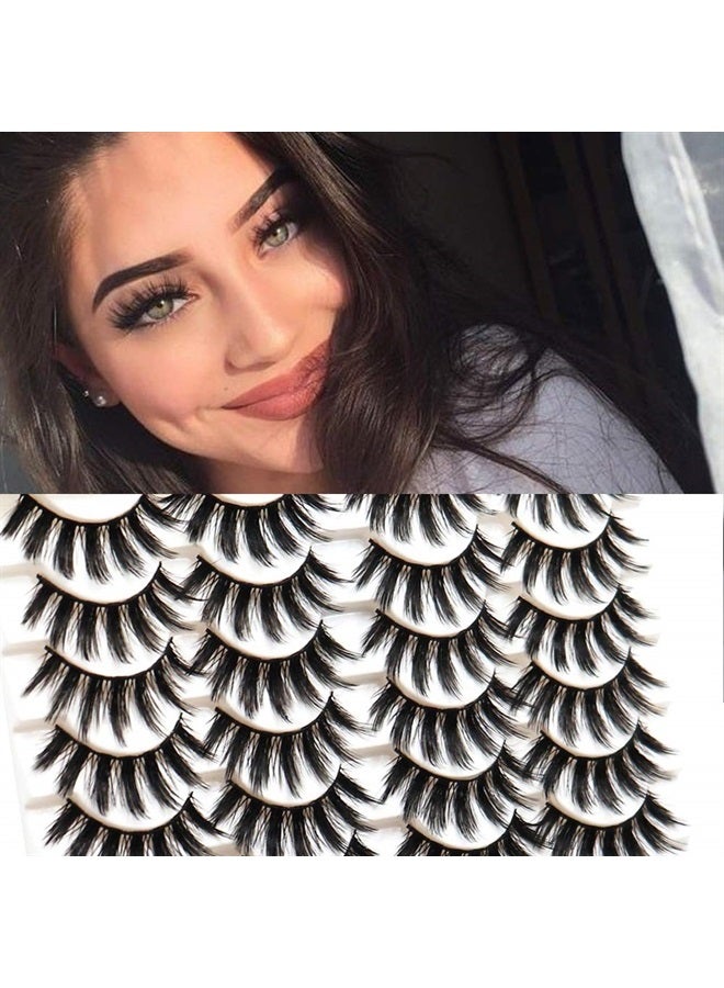 Losha Eyelashes Natural Look Faux Mink Lashes Pack Handmade Fluffy False Eyelashes 14 Pairs Eye Lashes (F69) - Image 2