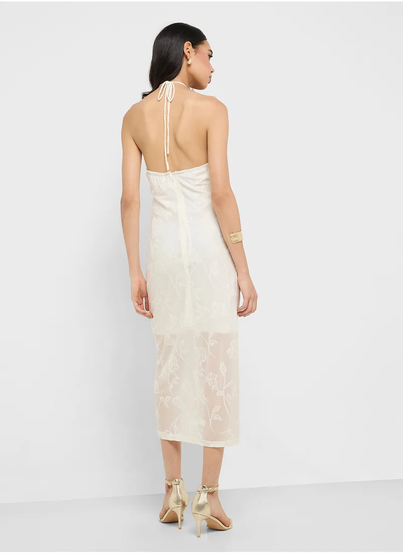 جينجر Floral Halter Midi Dress