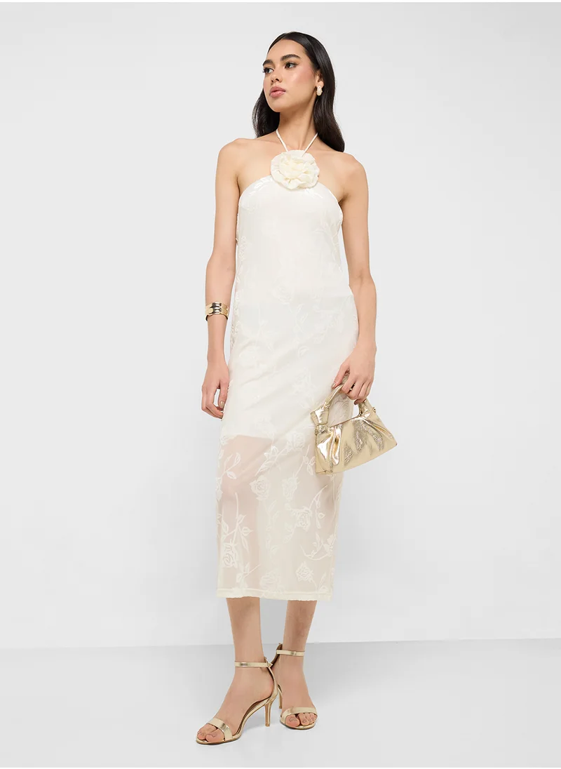 جينجر Floral Halter Midi Dress