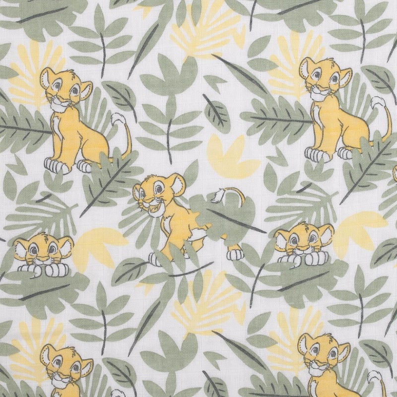 NoJo Disney Lion King Sage Yellow and White 3 Piece Muslin Swaddle Baby Blanket Set - Image 3