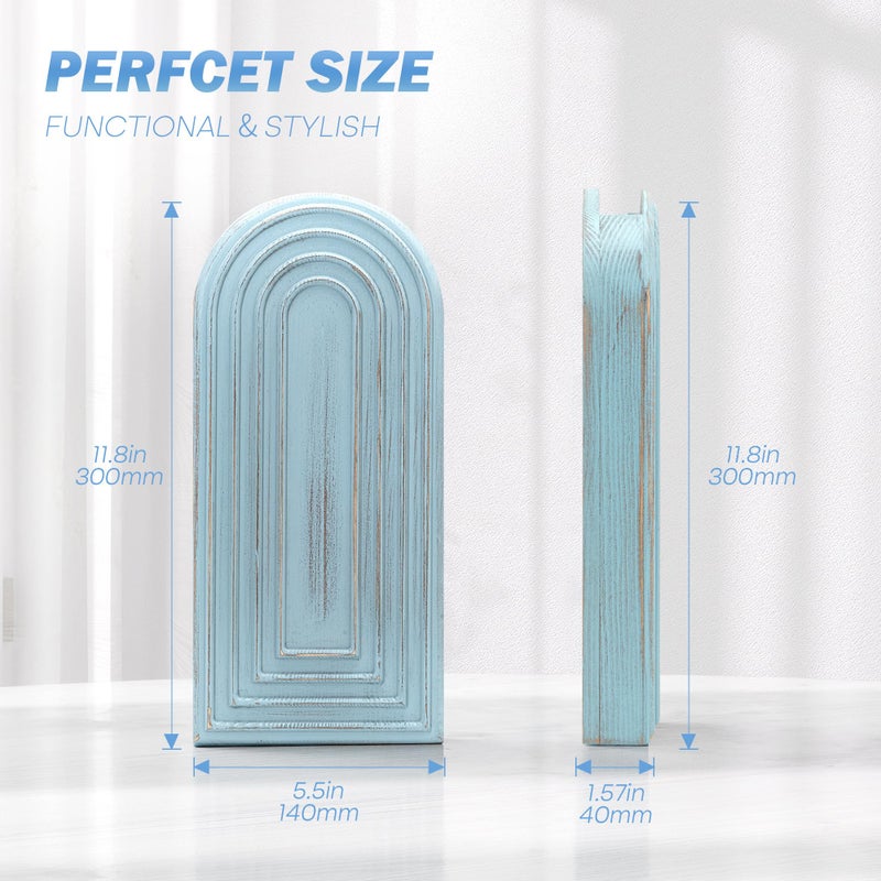 EOSAHR Pine Wood Boho Decor Wall Vases Set of 2â€“ Decorative Wall Decor for Living Room, Bedroom & Bathroom â€“ Coastal Hanging Planters for Indoor Plants, Fake Plants (Blue) - Image 2