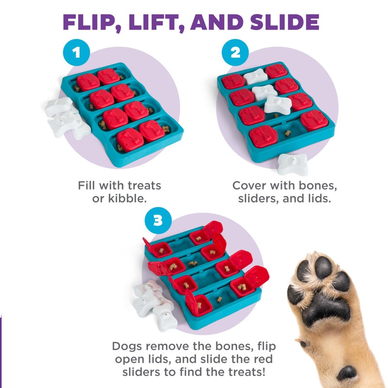 Outward Hound by Nina Ottosson Dog Brick Treat Puzzle Enrichment Toy, Level 2 Intermediate Game, Blue - Image 3